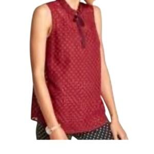 Modcloth medium polka dot sheer tie front sleeveless top blouse TS 2702